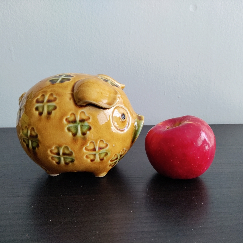 Vintage Pig Bank Porcelain Shamrock decoration